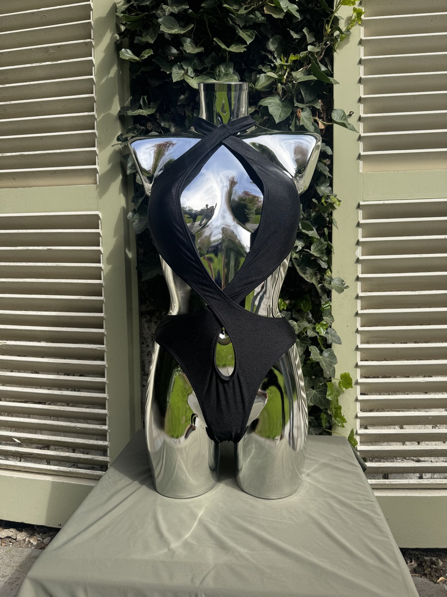 Crosswrap Cutout Swimsuit Black