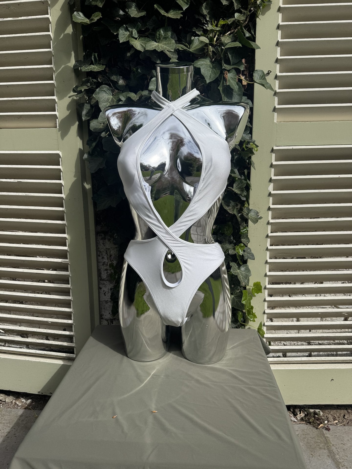 Crosswrap Cutout Swimsuit White