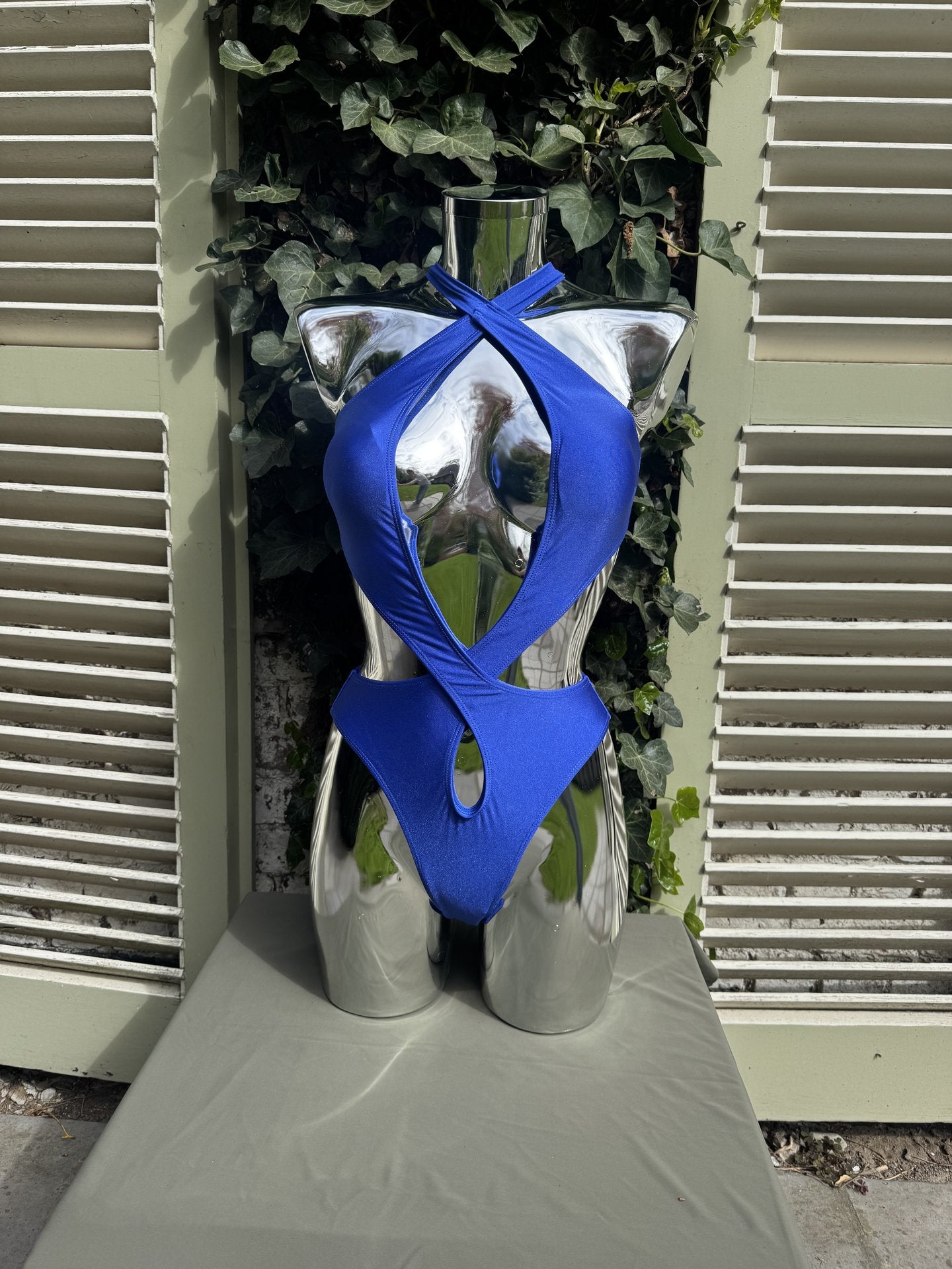 Crosswrap Cutout Swimsuit Cobalt Blue