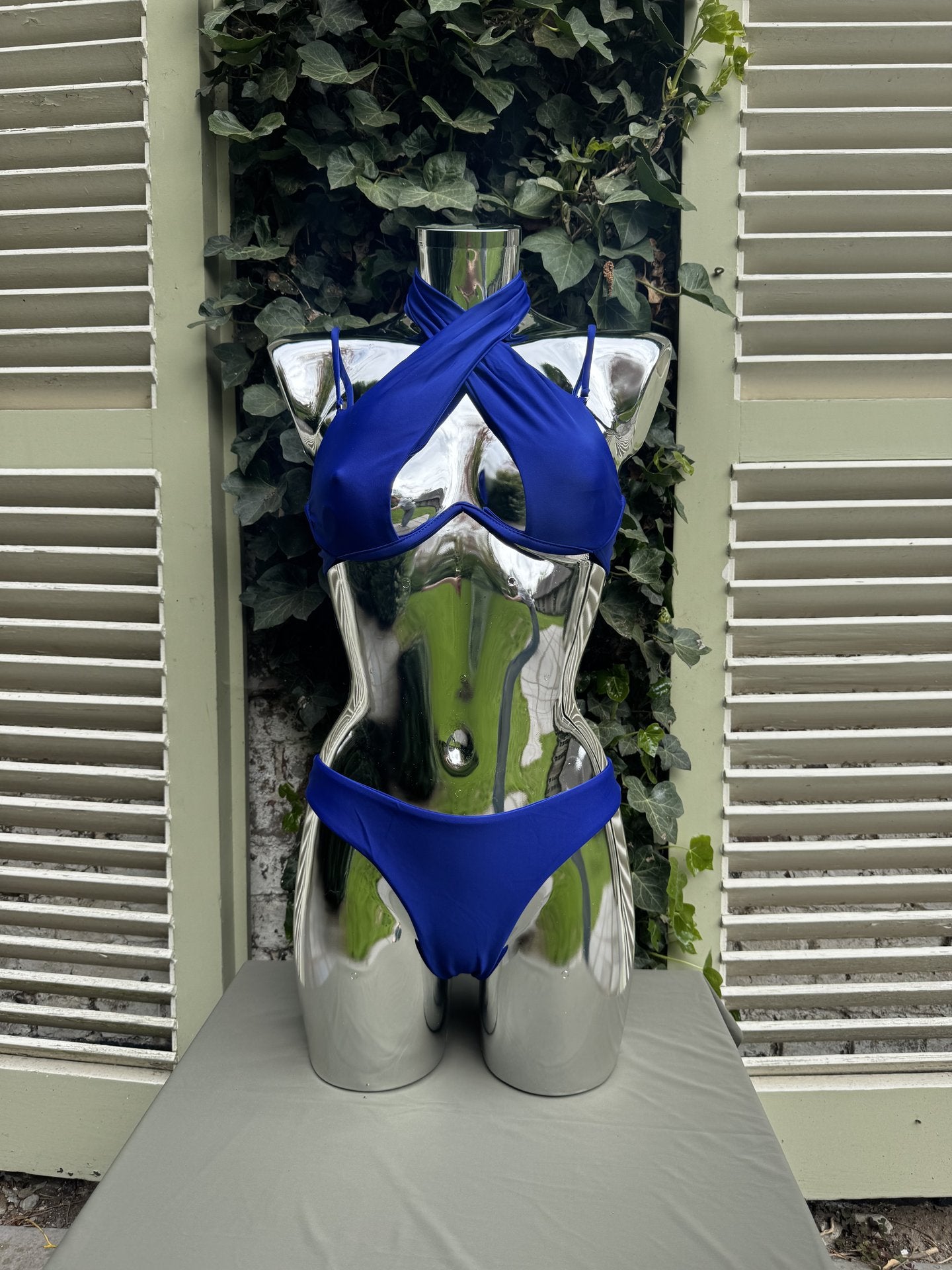 Cross-Front Bikini Cobalt Blue