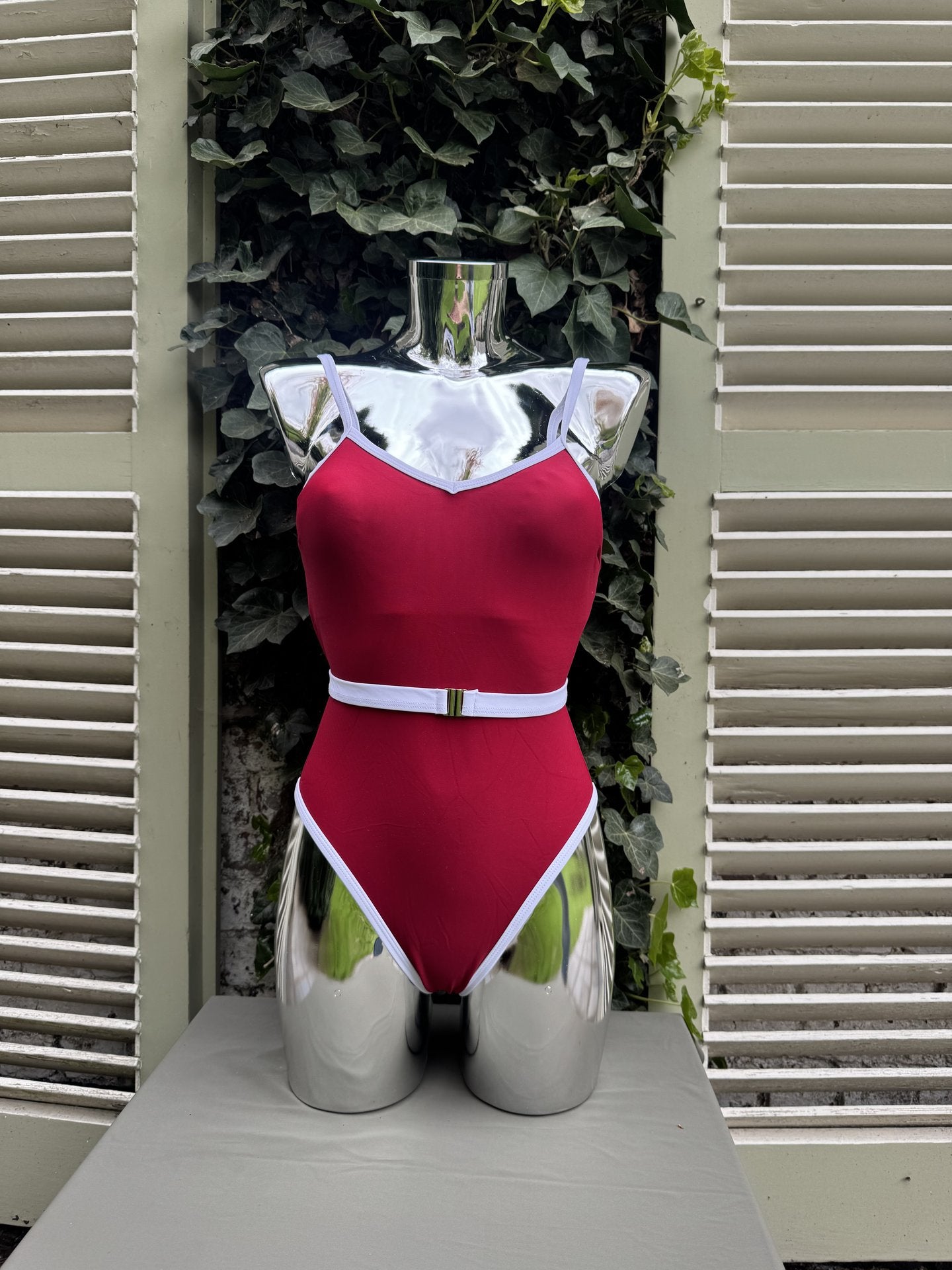 Belted Swimsuit Red