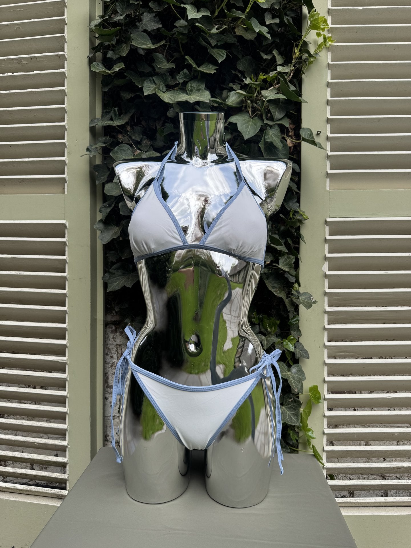 Triangle Bikini Contrast Trim White