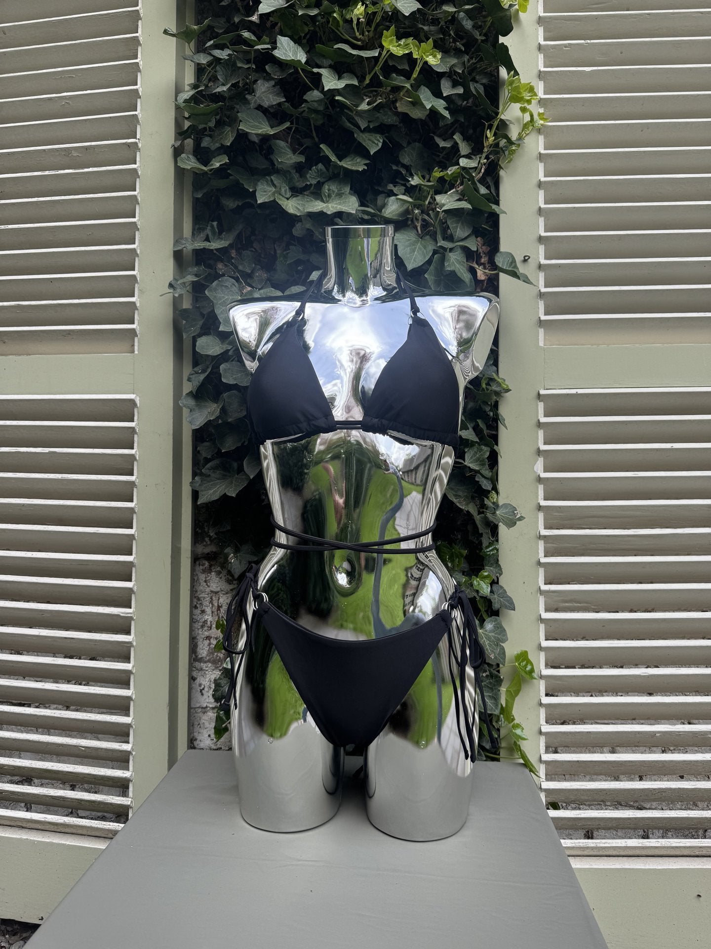 Wrap-Strap Triangle Bikini Black