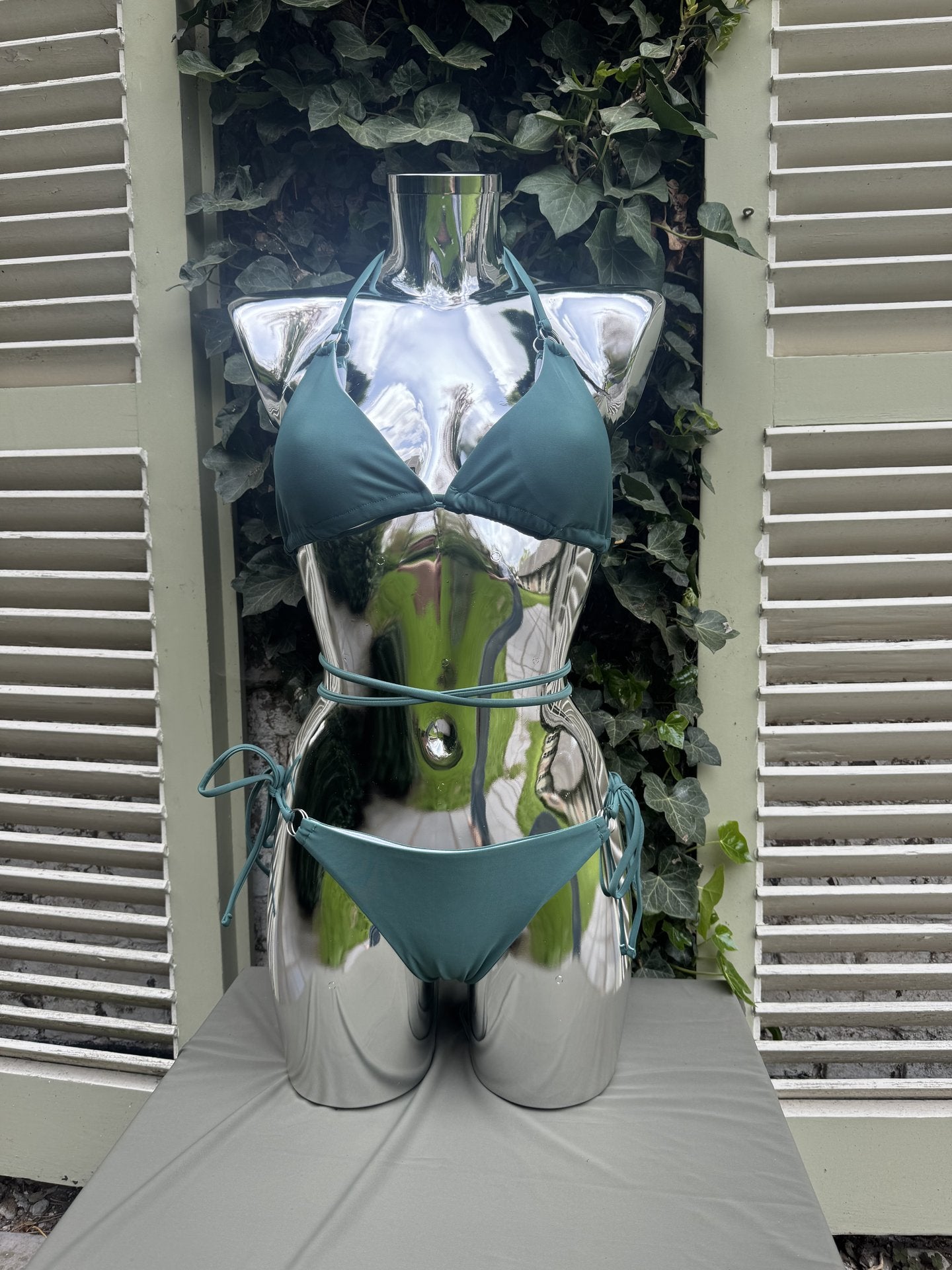 Wrap-Strap Triangle Bikini Teal