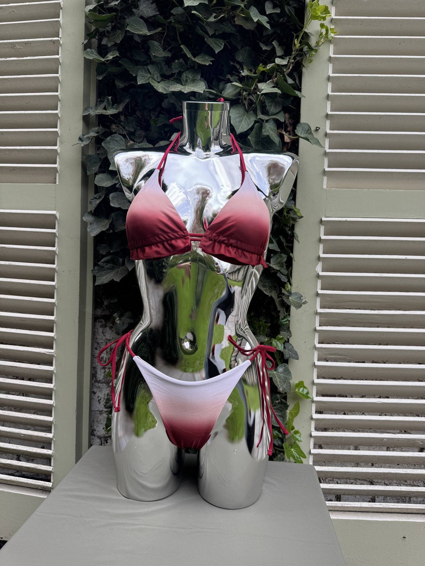 Ombre Bikini & Skirt Set Red Ombre