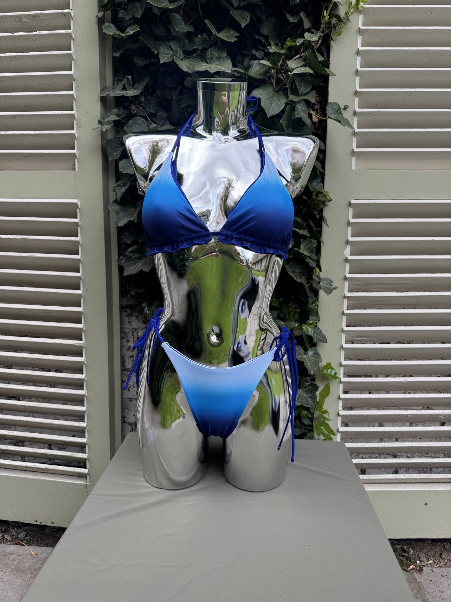 Ombre Bikini & Skirt Set Blue Ombre